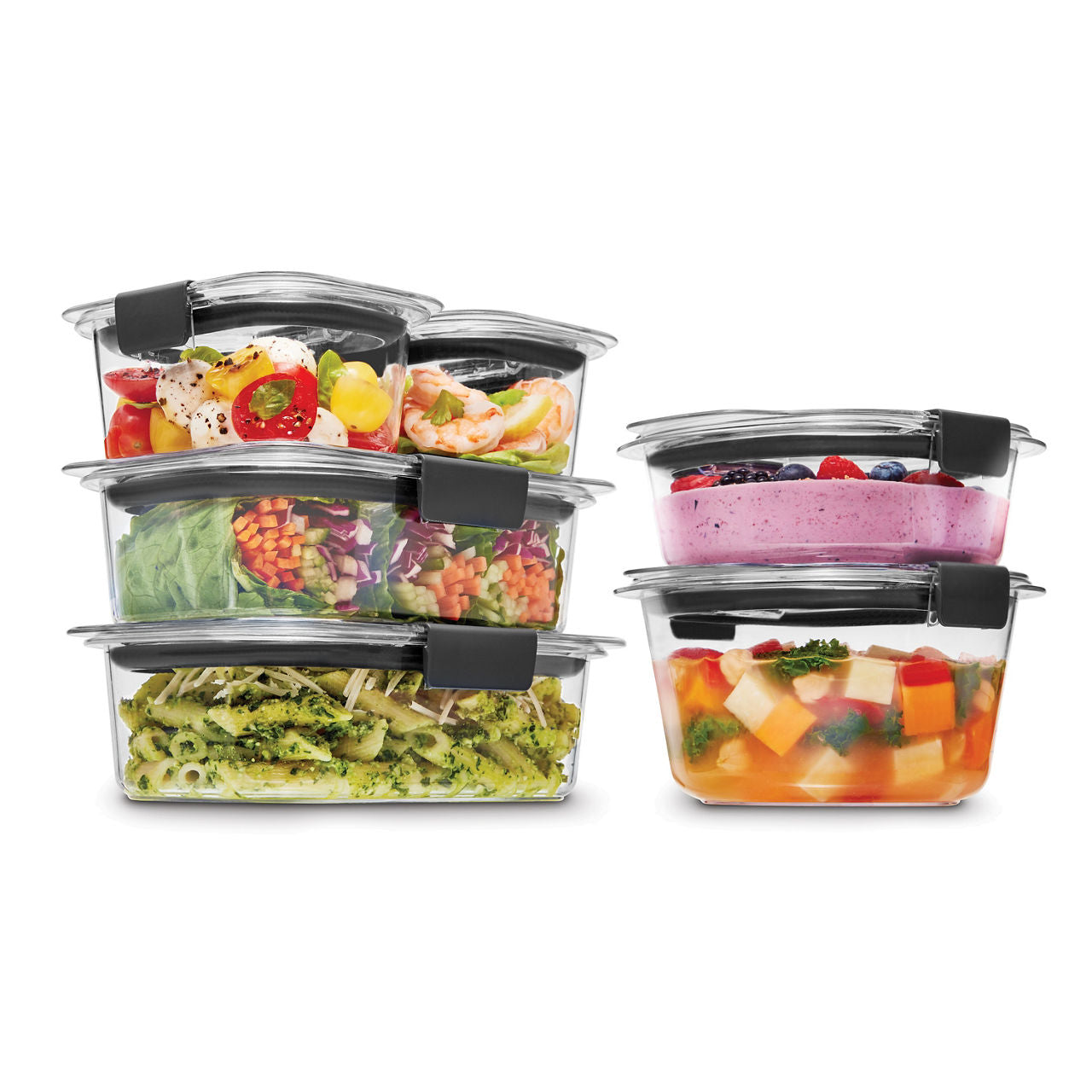 Rubbermaid Brilliance® Round and Rectangular Leak Proof Food Storage Containers, 12 Piece Set - US 7977