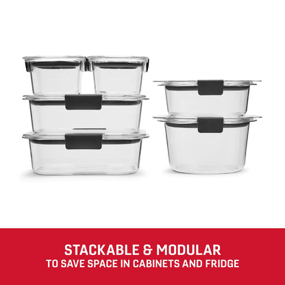 Rubbermaid Brilliance® Round and Rectangular Leak Proof Food Storage Containers, 12 Piece Set - US 7977