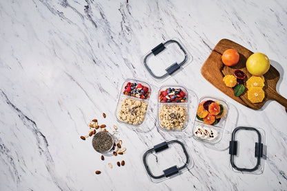 Rubbermaid® Brilliance™ Meal Prep Containers, 2-Compartment Food Storage Containers, 2.85 Cup, 5-Pack - US 6157